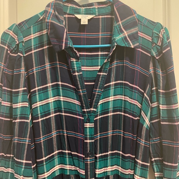 💜 Crown & Ivy Plaid Maxi Dress - Green and Blue - Picture 3 of 4